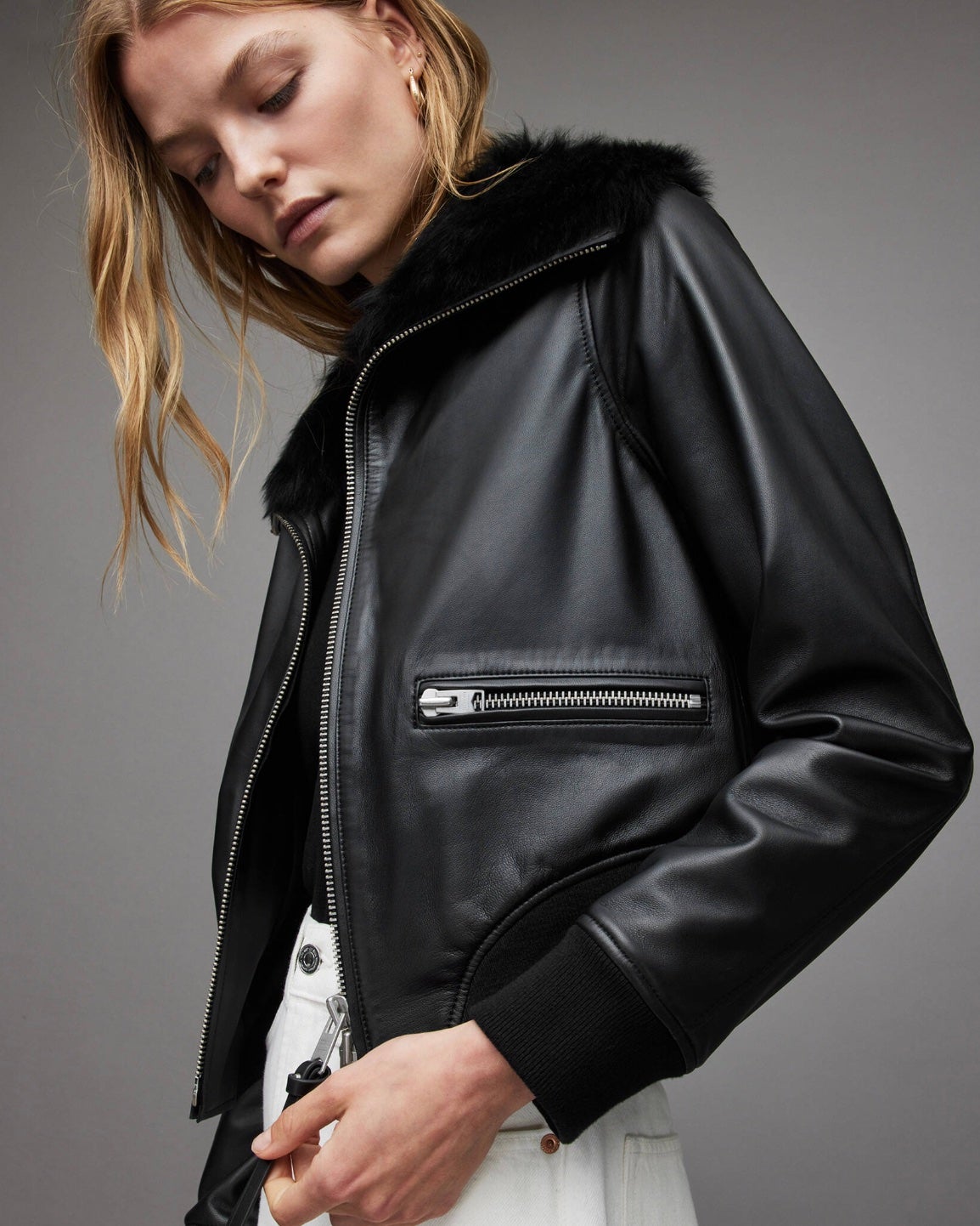 Allsaints myers 2024 shearling jacket